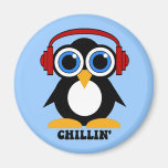 penguin chillin fridge magnet