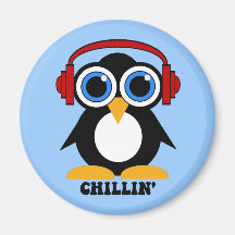 penguin chillin fridge magnet