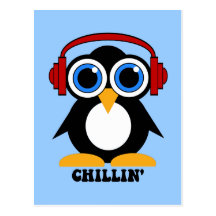 penguin chillin post cards