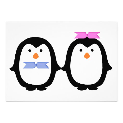 Penguin Couple Custom Invitation