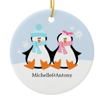 Penguin Couple Ornaments