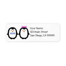 Penguin Couple Return Address Label