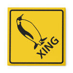 Penguin Crossing Highway Sign Fridge Magnets