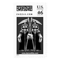 Penguin Death Paired postage by serenitystudios Penguin Death Paired postage