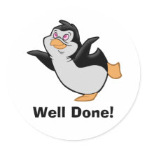 Penguin Dreaming "Well Done" Sticker by adrianropp Penguin Dreaming "Well Done" Sticker
