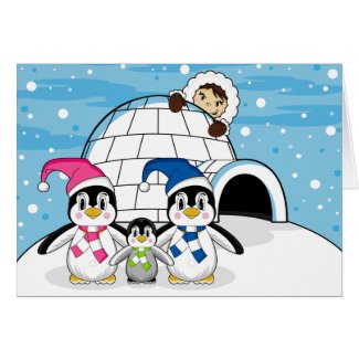Penguin Family & Eskimo Card card