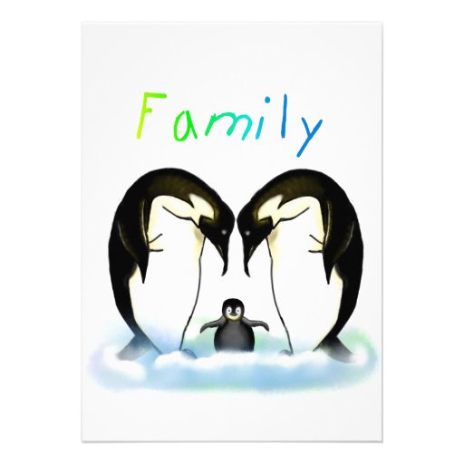 Penguin Family Girl's Invitation