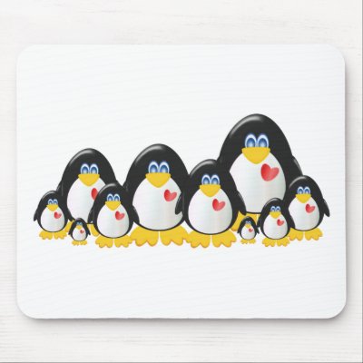 Penguin Family Mouse Mats by Just2Cute