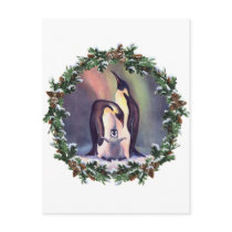 PENGUIN FAMILY & WREATH by SHARON SHARPE postcards by sharonsharpe PENGUIN FAMILY & WREATH by SHARON SHARPE postcards