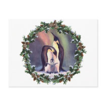 PENGUIN FAMILY & WREATH by SHARON SHARPE postcards by sharonsharpe PENGUIN FAMILY & WREATH by SHARON SHARPE postcards