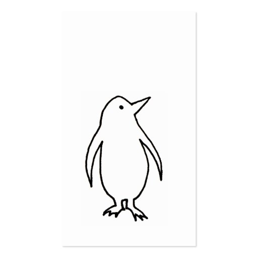 Penguin - fun simple fresh ink line drawing art business card templates (front side)