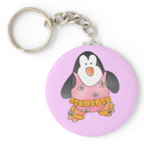 Penguin Girl at the Beach Tshirts and Gifts Key Chains