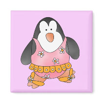 Penguin Girl at the Beach Tshirts and Gifts Fridge Magnet