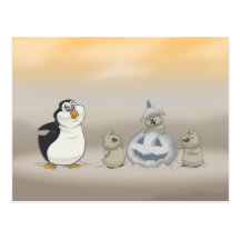 Penguin Halloween Postcard