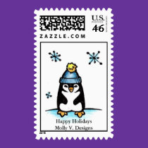 Penguin, Happy Holidays postage