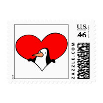 Penguin Heart postage stamps by holiday_tshirts Penguin Heart postage stamps