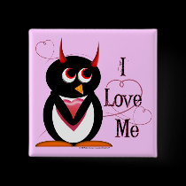 Penguin I LOVE ME Bling buttons