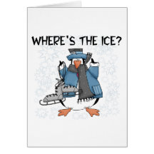 Penguin Ice Skating Tshirts and Gifts Greeting Card