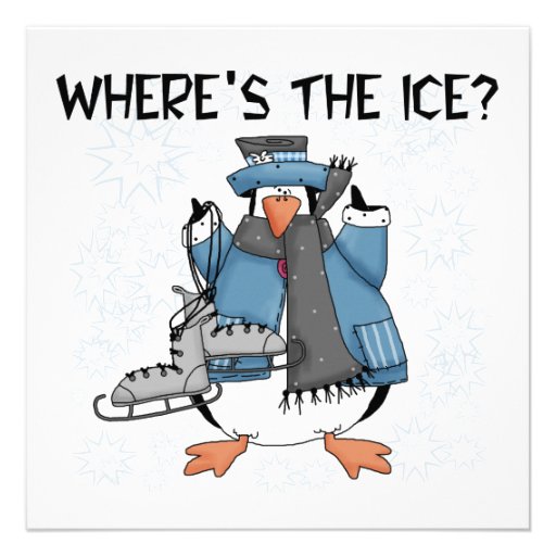 Penguin Ice Skating Tshirts and Gifts Custom Invitations