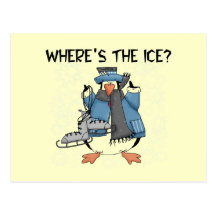 Penguin Ice Skating Tshirts and Gifts Postcards