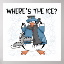 Penguin Ice Skating Tshirts and Gifts Poster