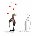 Penguin in Love with Bowling Pin t-shirts