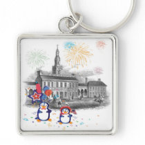 Penguin Independence Day Keychain