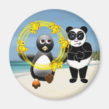 PENGUIN JUGGLING DUCKS PANDA BEAR DISAPPROVING MAGNET