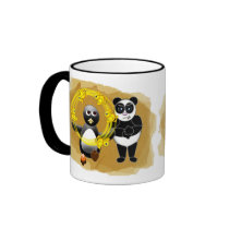 PENGUIN JUGGLING DUCKS PANDA BEAR DISAPPROVING MUG