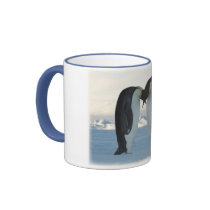 Penguin kissing mugs