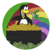 Penguin, Leprechaun, Gold and Rainbow Stickers