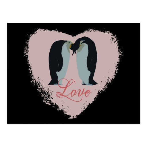 Penguin Love Heart Postcard