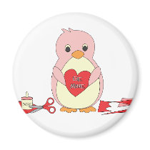 Penguin Making Valentines magnets