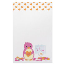 Penguin Making Valentines stationery by candystore Penguin Making Valentines stationery