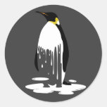 penguin melting classic round sticker