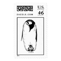Penguin mother and chick postage