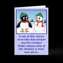 'Penguin n Snowman' Holiday Card