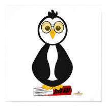 Penguin Nerd With Glasses On Book posters