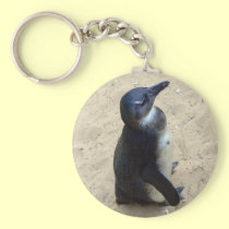Penguin on sand keychains