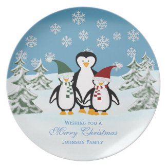 Penguin: Personalized Family: Christmas Plate plate