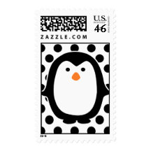 Penguin Polka Dot Postage Template