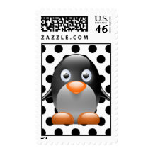 Penguin Polka Dot Postage Template