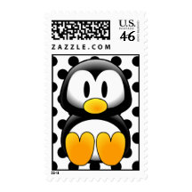 Penguin Polka Dot Postage Template