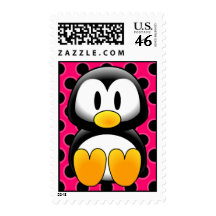Penguin Polka Dot Postage Template