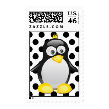Penguin Polka Dot Postage Template