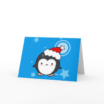 Penguin Puff Christmas Card by pandapad Penguin Puff Christmas Card
