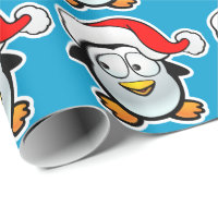 Penguin Santa Claus Wrapping Paper