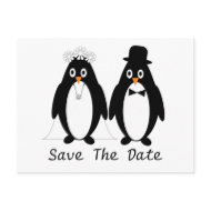 Penguin Save The Date Wedding Announcement postcard