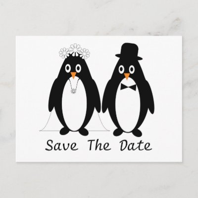 Penguin Save The Date Wedding Announcement Postcards