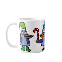 Penguin sharing candy mugs